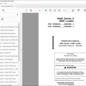 John Deere 844K Series II 4WD Loader Operator's Manual PDF