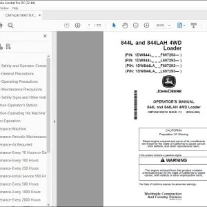 John Deere 844L & 844LAH 4WD Loader Operator's Manual - PDF DOWNLOAD