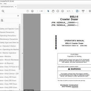 John Deere 850J-II Crawler Dozer Operator's Manual OMT392842X19 PDF