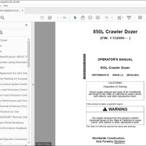 John Deere 850L Crawler Dozer Operator's Manual OMT398803X19 PDF