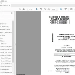 John Deere 853G/850 & 953G/950 FELLER BUNCHER Operator's Manual PDF