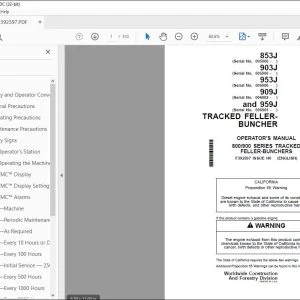 John Deere 853J 903J 953J 909J 959J Feller Buncher Operator's Manual PDF
