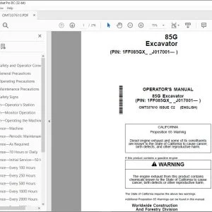 John Deere 85G Excavator Operator's Manual OMT337610 - PDF DOWNLOAD
