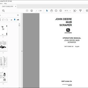 Operator Manual for John Deere 862B Scraper PDF Download