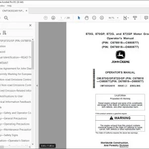 John Deere 870G 870GP 872G & 872GP Graders Operator's Manual PDF
