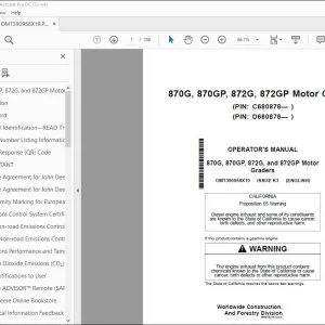 John Deere 870G 870GP 872G & 872GP Operator's Manual PDF