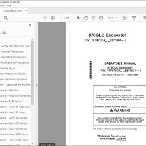 John Deere 870GLC Excavator Operator's Manual OMT293267 - PDF DOWNLOAD