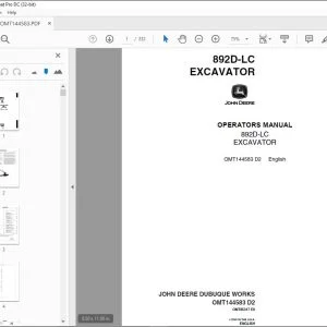 John Deere 892D-LC EXCAVATOR Operators Manual - PDF DOWNLOAD