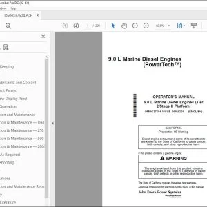 John Deere 9.0 L Marine Diesel Engines Operator's Manual - PDF DOWNLOAD