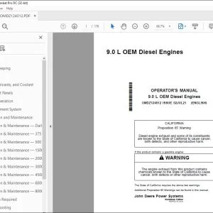 John Deere 9.0 L OEM Diesel Engines Operator's Manual - PDF DOWNLOAD