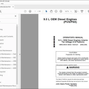 John Deere 9.0 L OEM Diesel Engines (PVX/PSX) Operator's Manual PDF