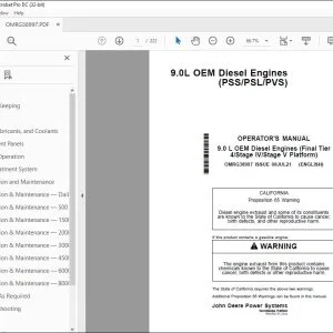 John Deere 9.0L OEM Diesel Engines (PSS/PSL/PVS) Operator's Manual PDF