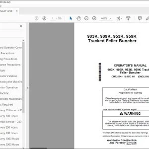 John Deere 903K, 909K, 953K, 959K Tracked Feller Operator's Manual PDF