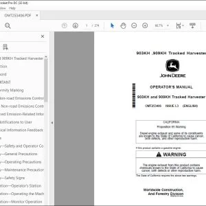 John Deere 903KH & 909KH Harvester Operator's Manual OMT253406 PDF