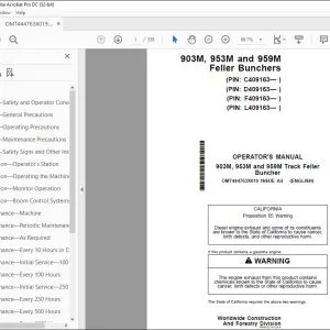 John Deere 903M, 953M & 959M Buncher Operator's Manual OMT444763X019 PDF