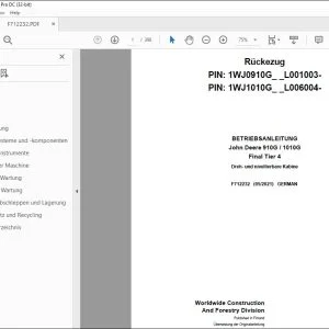 John Deere 910G / 1010G Final Tier 4 BETRIEBSANLEITUNG F712232 PDF