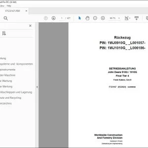 John Deere 910G / 1010G Final Tier 4 BETRIEBSANLEITUNG F723167 PDF
