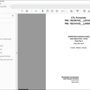 John Deere 910G / 1010G Final Tier 4 Fixed Operator's Manual PDF