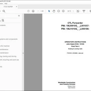 John Deere 910G / 1010G Final Tier 4 Operator's Manual F723138 PDF