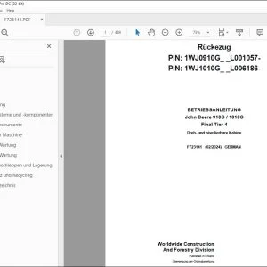 John Deere 910G / 1010G Final Tier 4 BETRIEBSANLEITUNG F723141 PDF