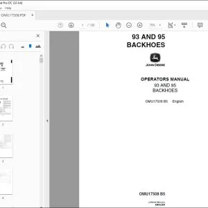 John Deere 93 & 95 BACKHOES OPERATORS MANUAL – PDF DOWNLOAD