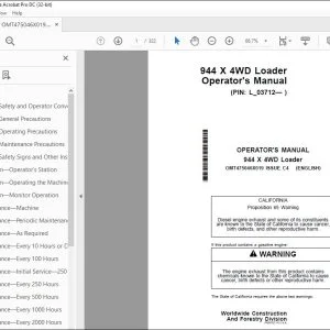 John Deere 944 X 4WD Loader Operator's Manual OMT475046X019 PDF