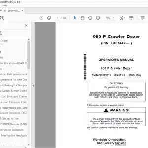 John Deere 950 P Dozer Operator's Manual OMT471396X019 PDF