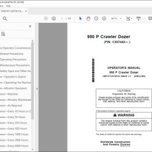John Deere 950 P Dozer Operator's Manual OMT471397X019 PDF