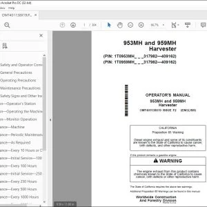 John Deere 953MH & 959MH Harvester Operator's Manual - PDF DOWNLOAD