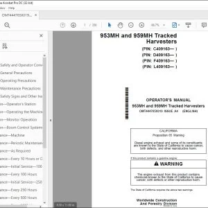John Deere 953MH & 959MH Harvesters Operator's Manual OMT444765X019 PDF