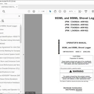 John Deere 953ML & 959ML Logger Operator's Manual OMT450210X019 PDF