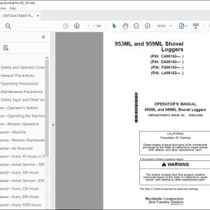John Deere 953ML & 959ML Loggers Operator's Manual OMT444766X019 PDF