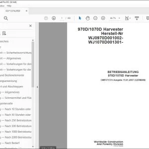 John Deere 970D / 1070D Harvester BETRIEBSANLEITUNG OMF071374 PDF