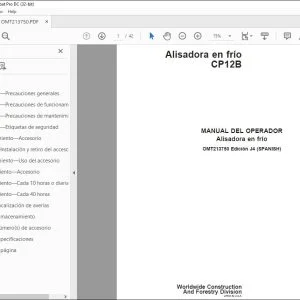 John Deere Alisadora en frıo CP12B MANUAL DEL OPERADOR OMT213750 PDF