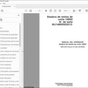 John Deere Atadora de restos de corta 1490D MANUAL DEL OPERADOR PDF