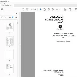 John Deere BULLDOZER SOBRE ORUGAS 400G MANUAL DEL OPERADOR PDF