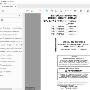 John Deere Barredora BR60C, BR72C, BR84C, BP72C y BP84C MANUAL DEL OPERADOR PDF