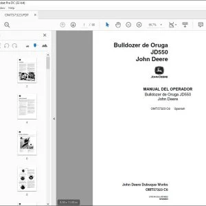 John Deere Bulldozer de Oruga JD550 MANUAL DEL OPERADOR OMT57323 PDF