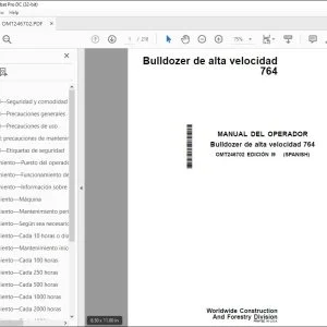 John Deere Bulldozer de alta velocidad 764 MANUAL DEL OPERADOR PDF