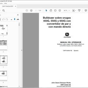 John Deere Bulldozer sobre orugas 450G, 550G y 650G MANUAL DEL OPERADOR PDF