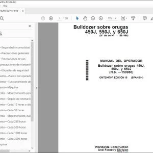 John Deere Bulldozer sobre 450J, 550J, y 650J MANUAL DEL OPERADOR PDF