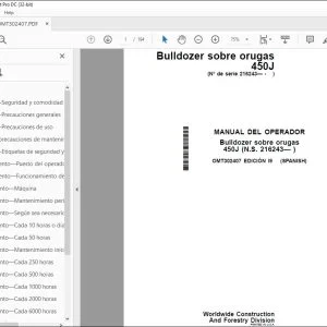 John Deere Bulldozer sobre orugas 450J MANUAL DEL OPERADOR OMT302407 PDF
