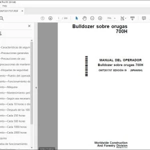 John Deere Bulldozer sobre orugas 700H MANUAL DEL OPERADOR PDF