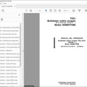 Manual del Operador John Deere Bulldozer 700J PDF