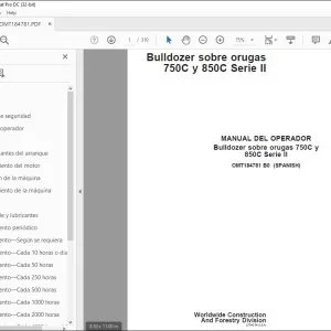 John Deere Bulldozer 750C y 850C Serie II MANUAL DEL OPERADOR OMT184781 PDF