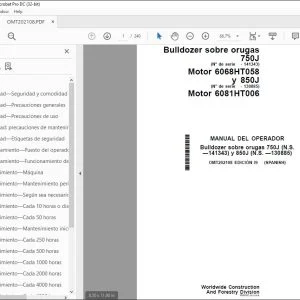 John Deere Bulldozer sobre orugas 750J MANUAL DEL OPERADOR PDF
