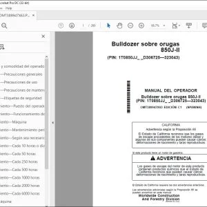 Manual del Operador para John Deere 850J-II Bulldozer sobre orugas PDF
