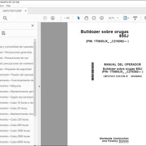 John Deere Bulldozer sobre orugas 850J MANUAL DEL OPERADOR PDF