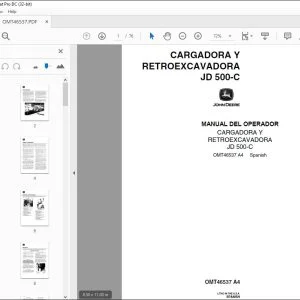John Deere CARGADORA Y RETROEXCAVADORA JD 500-C MANUAL DEL OPERADOR PDF