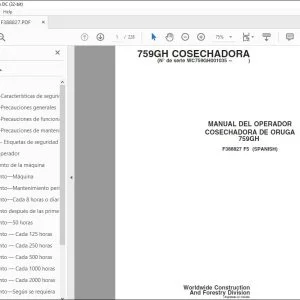 John Deere COSECHADORA DE ORUGA 759GH MANUAL DEL OPERADOR PDF